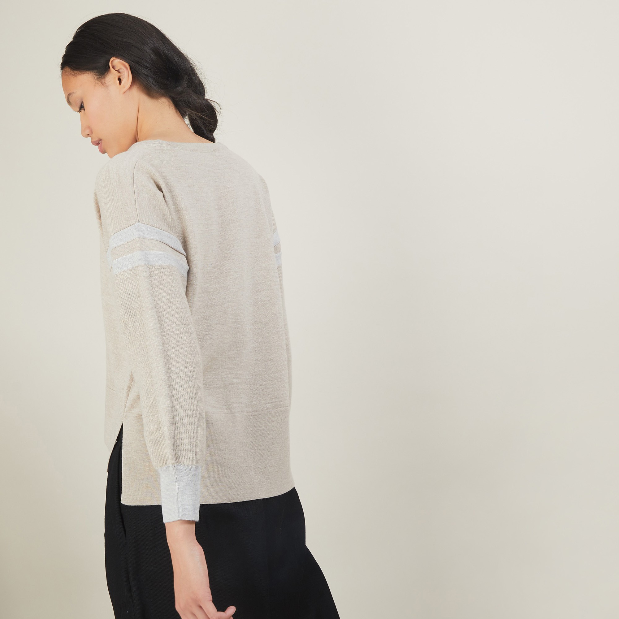 Pull bicolore à fentes en laine - Glee 7155 marine/baltique - 05 Bleu marine