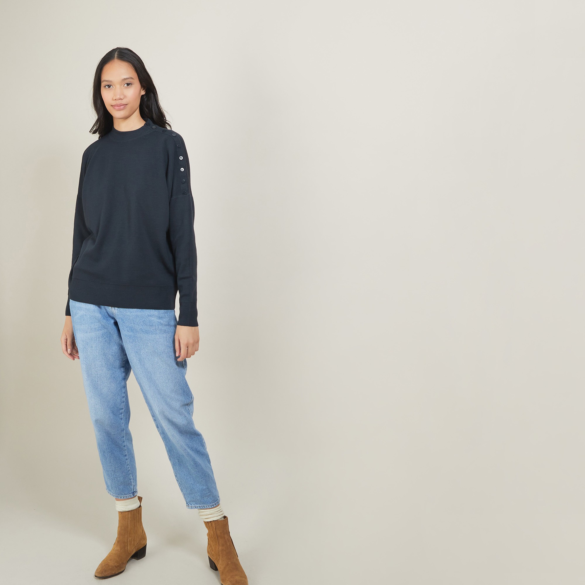 Buttoned shoulder wool sweater - Gipsy