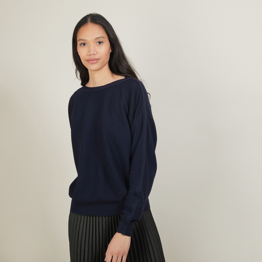 Pull col bateau en coton cachemire - Felice