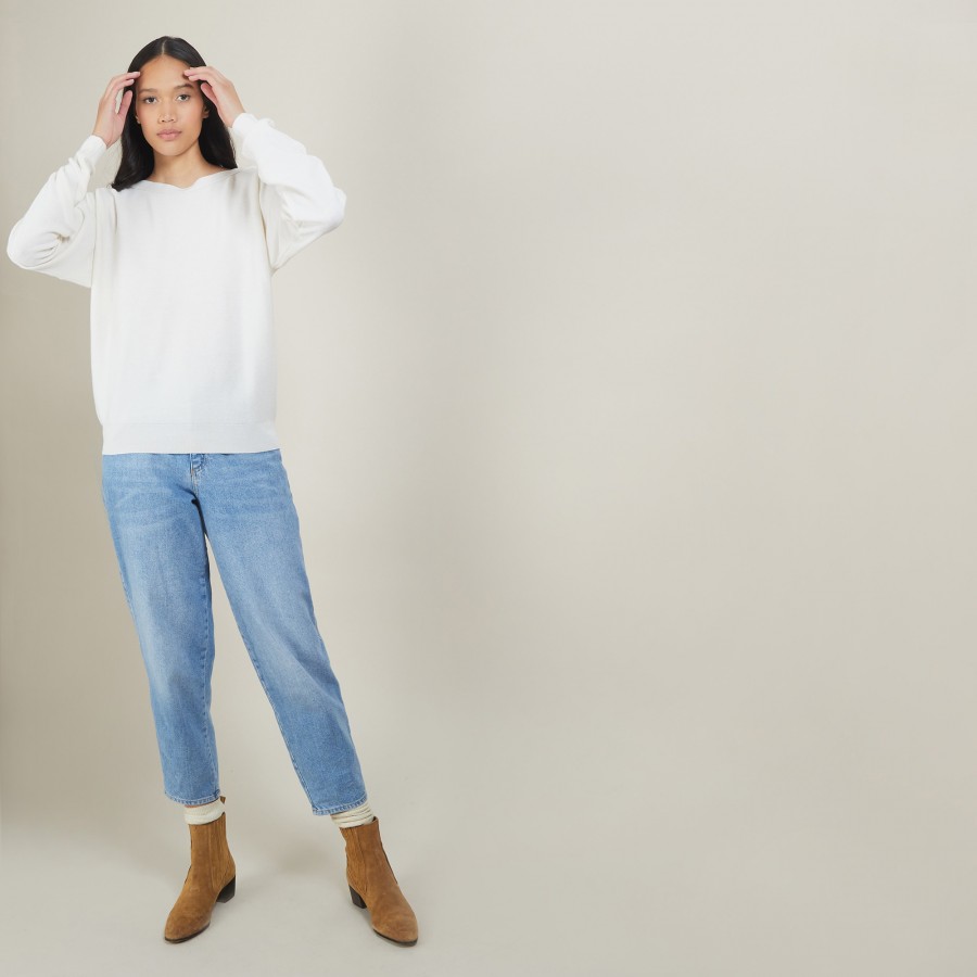 Pull col bateau en coton cachemire - Felice