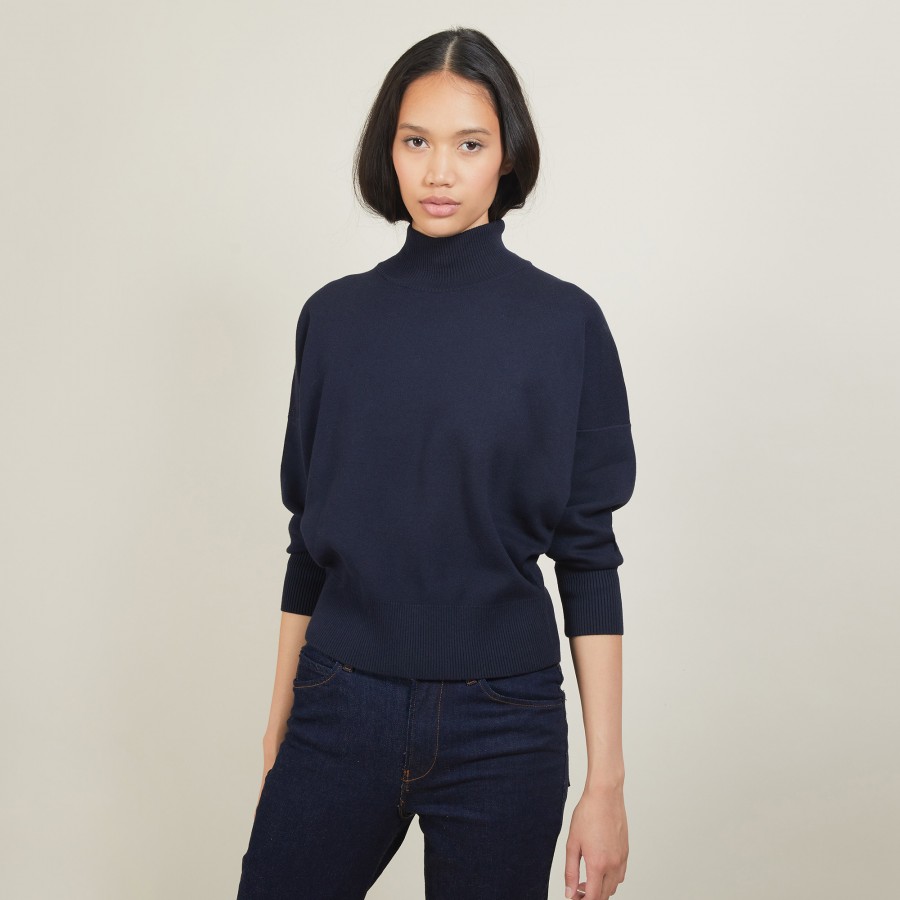 Cotton cashmere high neck sweater - Fanny
