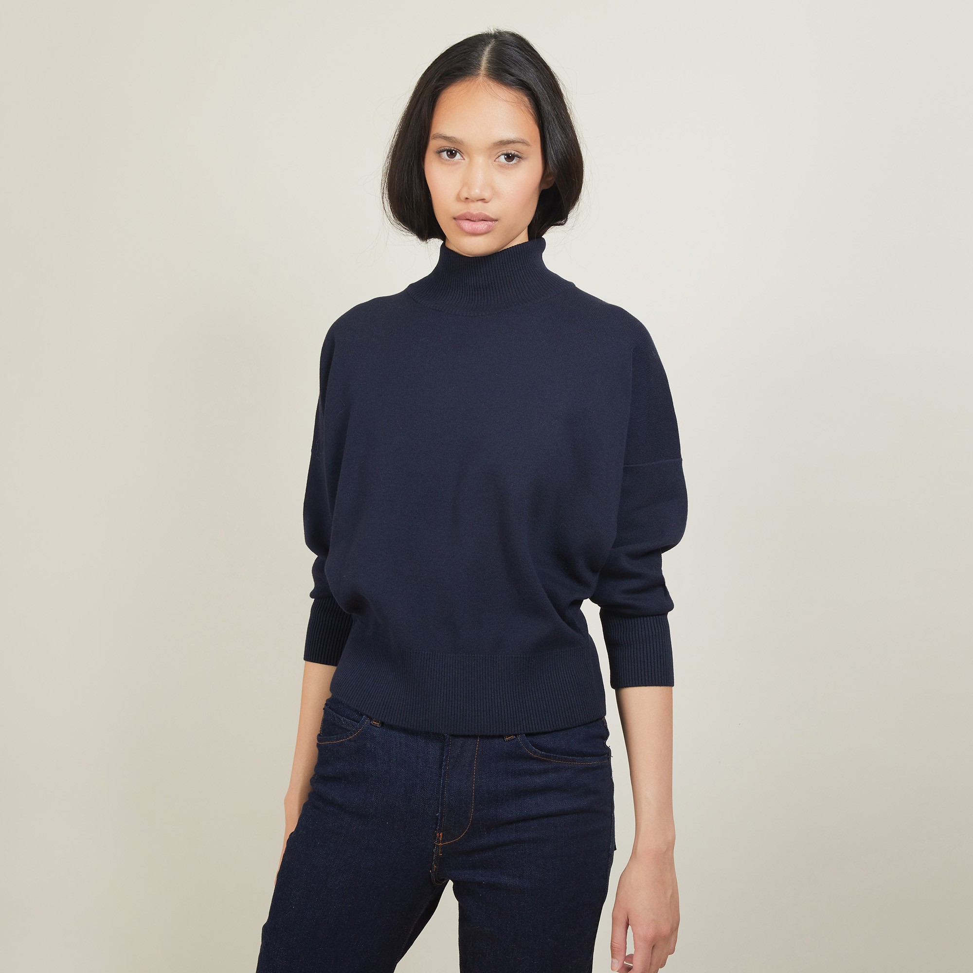 Pull col montant en coton cachemire - Fanny