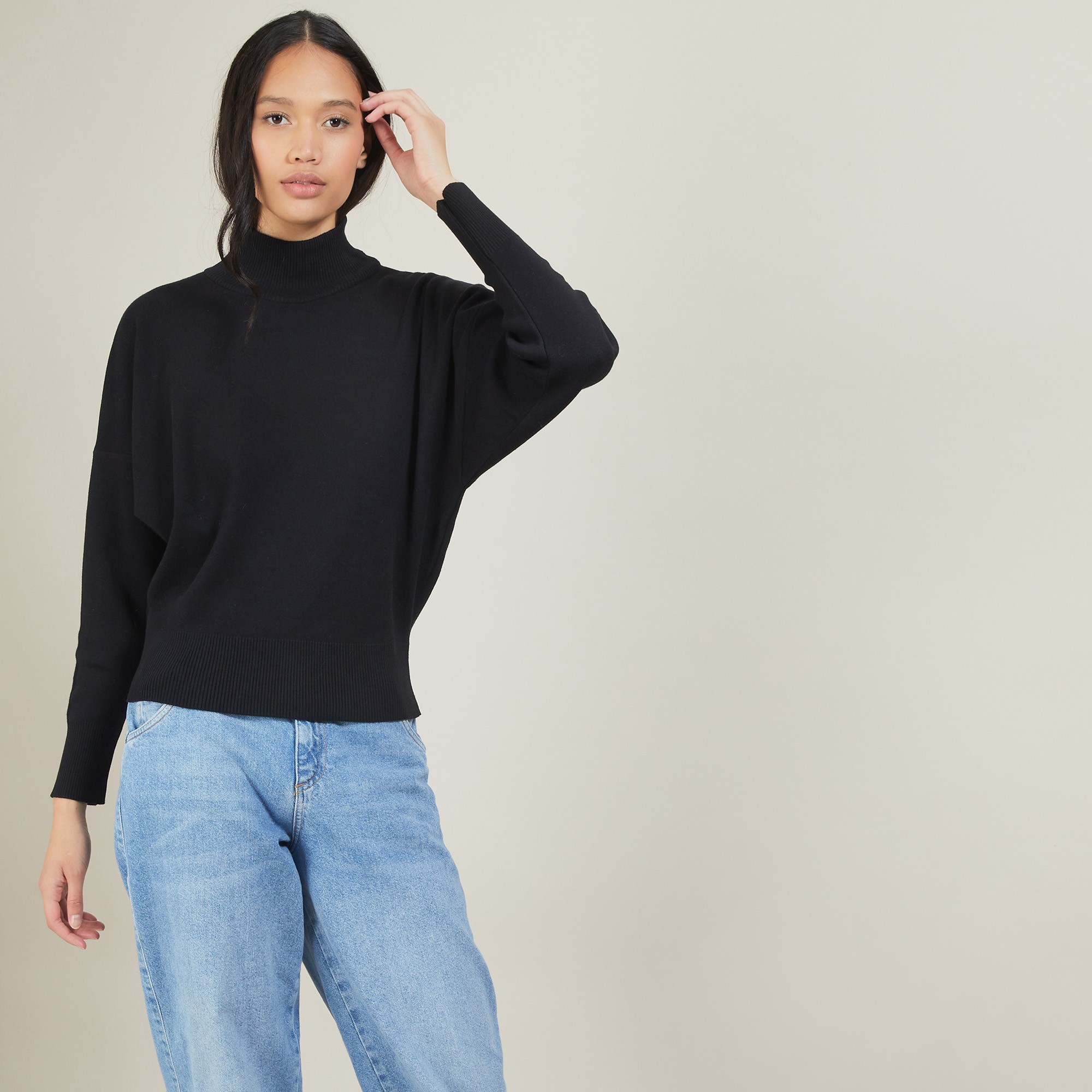 Pull col montant en coton cachemire - Fanny