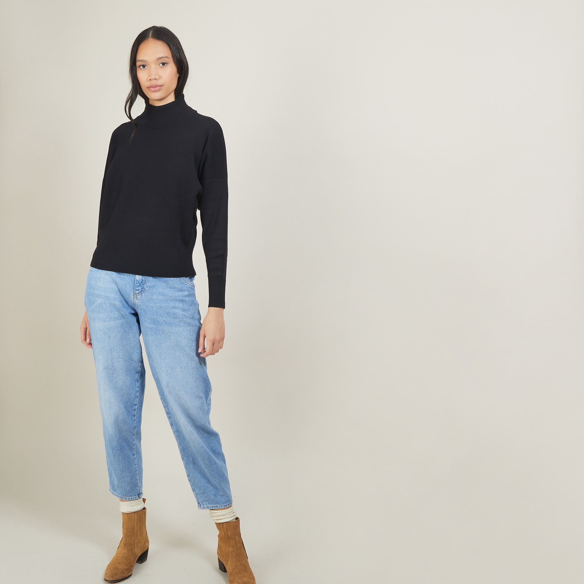 Pull col montant en coton cachemire - Fanny