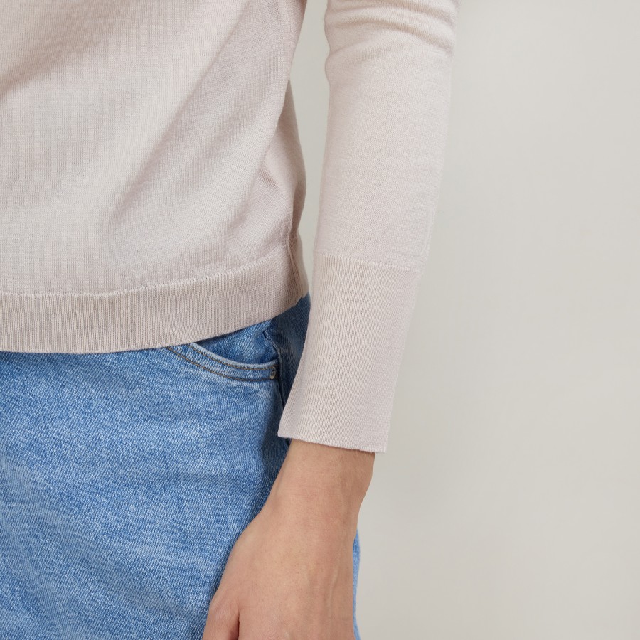 Pull col fantaisie en laine et soie - Florina