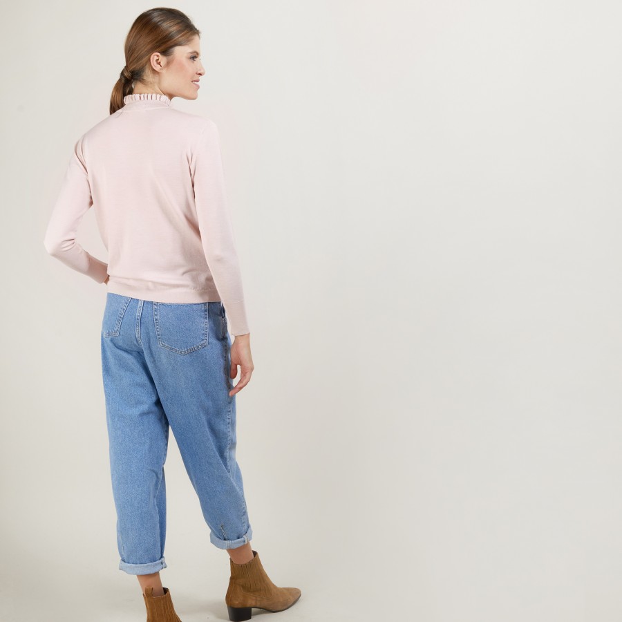 Pull col fantaisie en laine et soie - Florina
