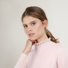 Pull col fantaisie en laine et soie - Florina 7084 opale - 24 Rose clair