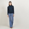 Pull col fantaisie en laine et soie - Florina 7011 ombre - 10 Gris foncé