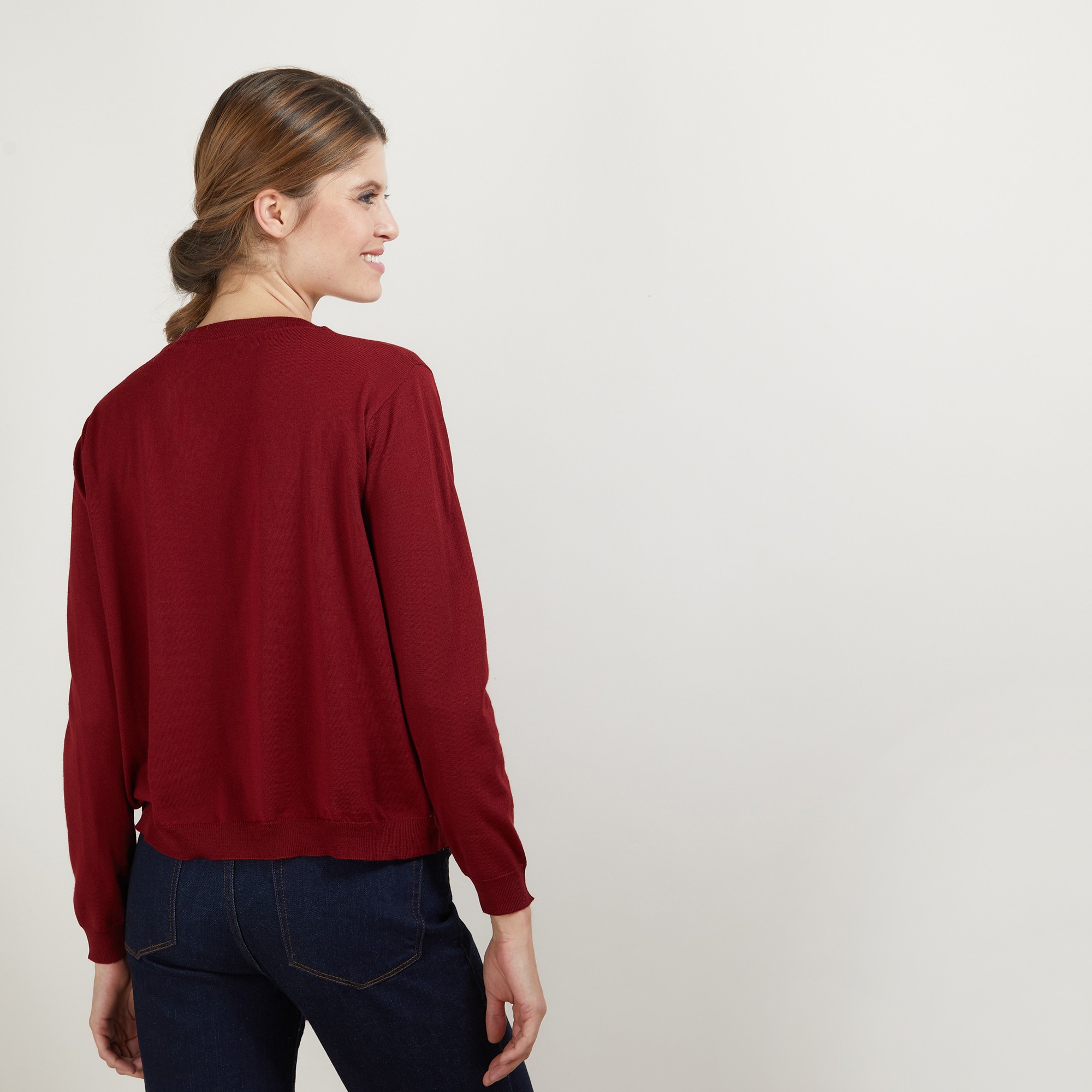 Pull croisé en laine - Fredi 7082 grenat - 51 Bordeaux