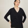 Pull à fentes col v en laine - Bernice 7010 noir - 01 Noir