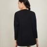 Pull à fentes col v en laine - Bernice 7010 noir - 01 Noir