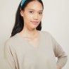 Pull à fentes col v en laine - Bernice 7001 dune - 13 Beige moyen