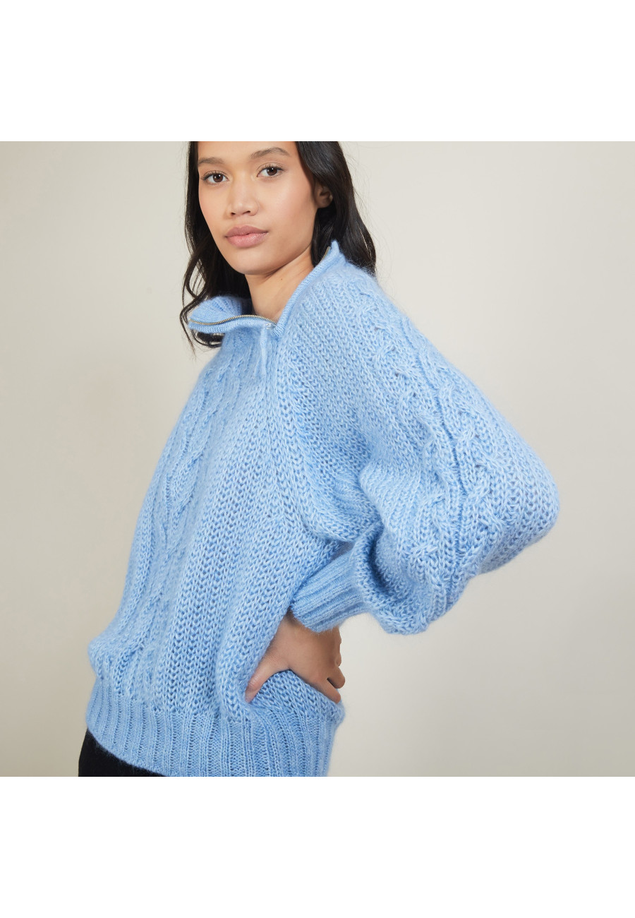 Pull col montant zippé en mohair - Gilda