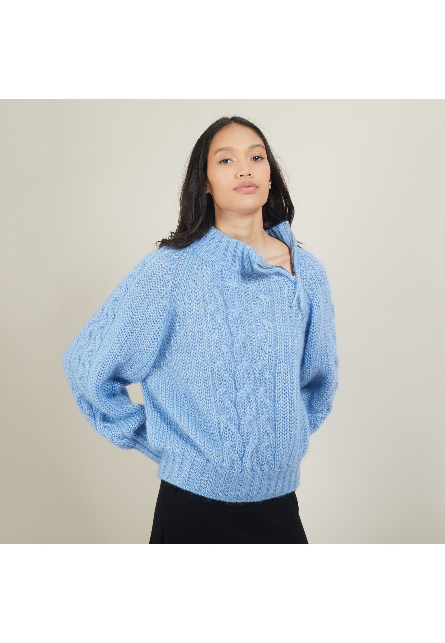 Pull col montant zippé en mohair - Gilda