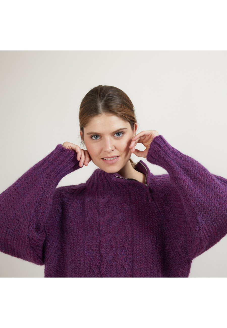Pull col montant zippé en mohair - Gilda