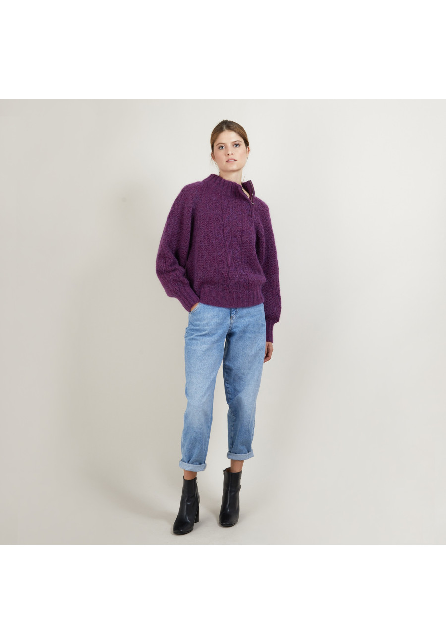 Pull col montant zippé en mohair - Gilda