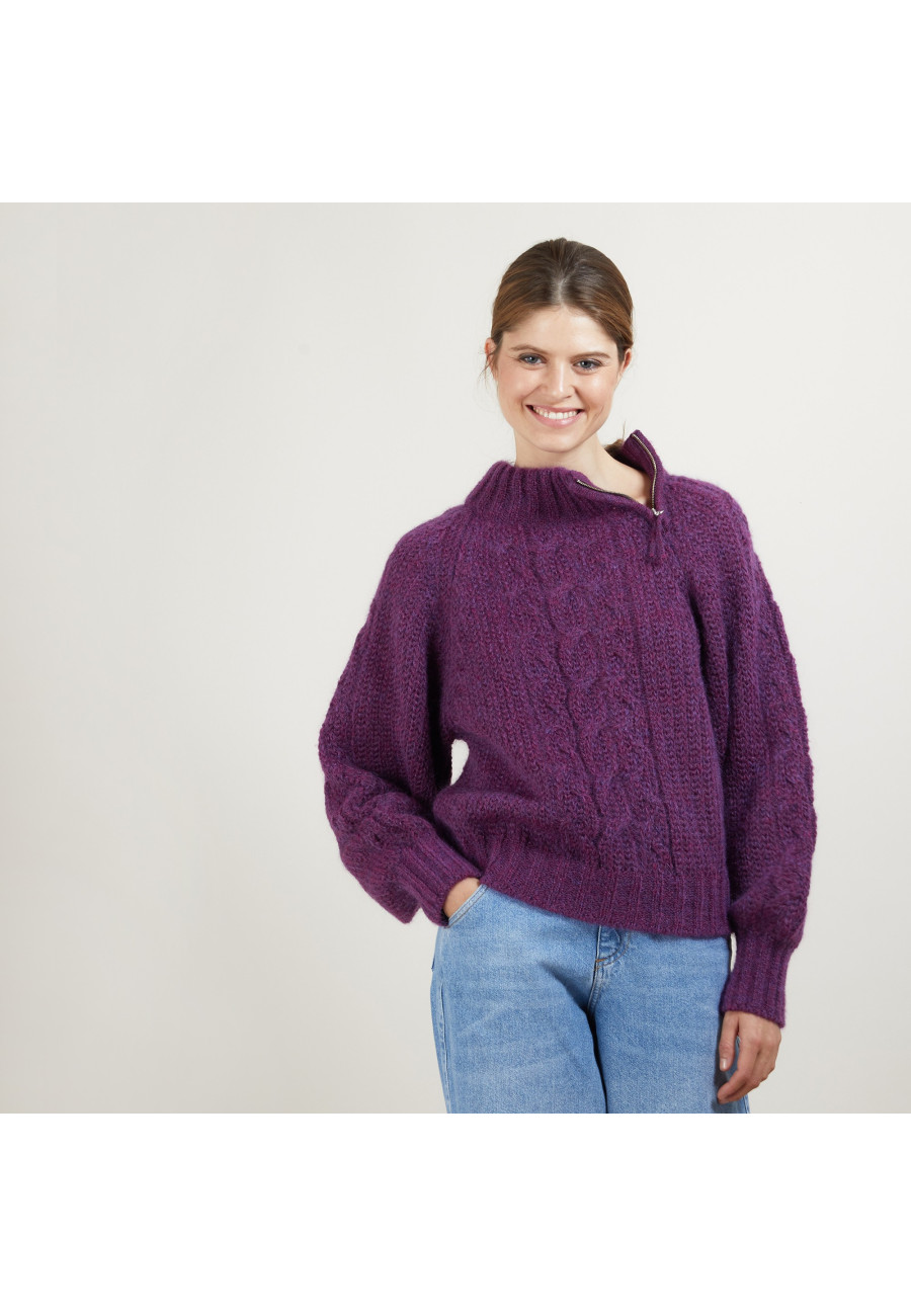 Pull col montant zippé en mohair - Gilda