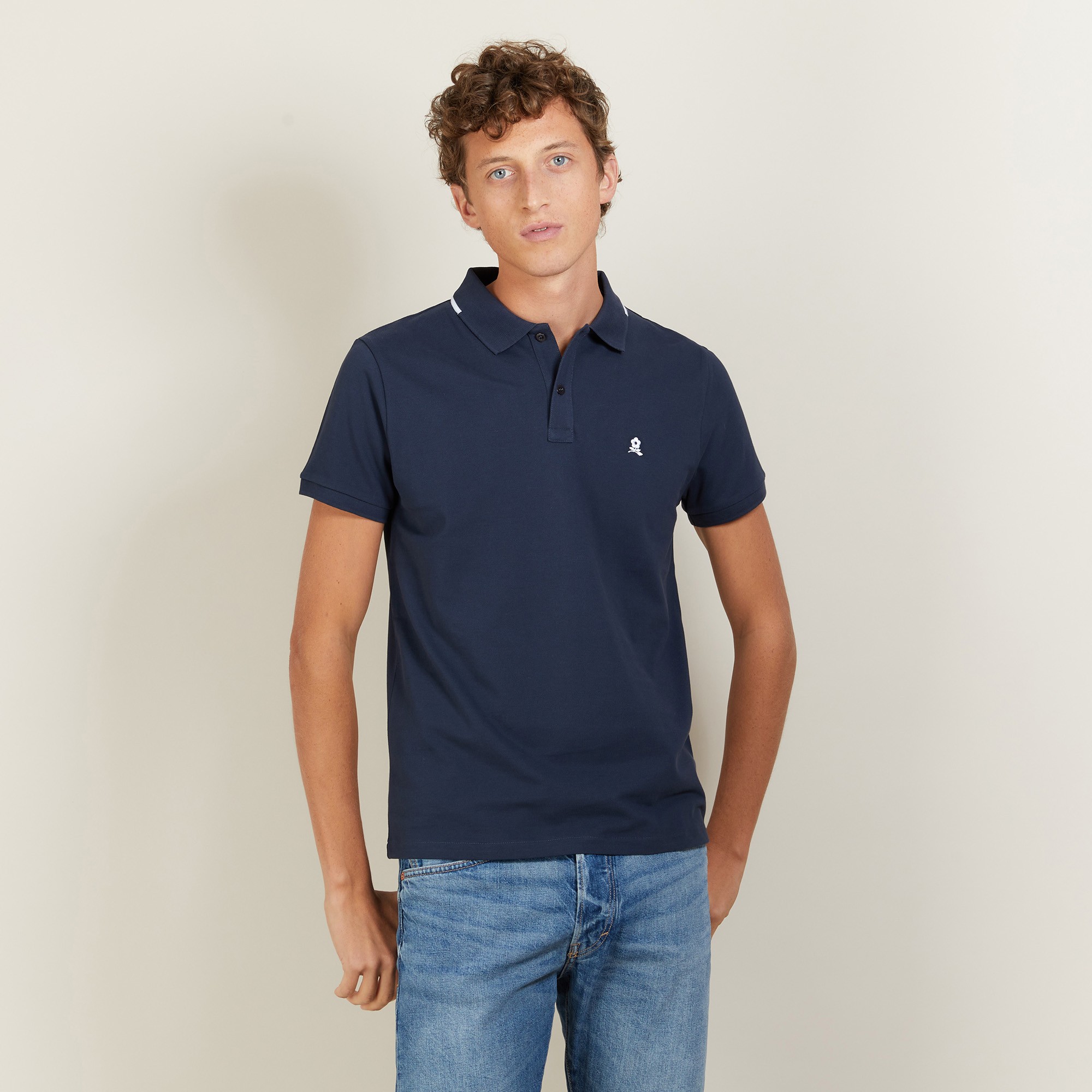Short-sleeved cotton pique polo shirt - Babel