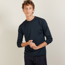 Pull col rond en laine et soie - Barsam 7011 ombre - 10 Gris foncé