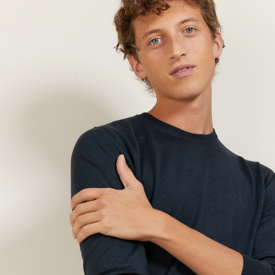 Pull col rond en laine et soie - Barsam