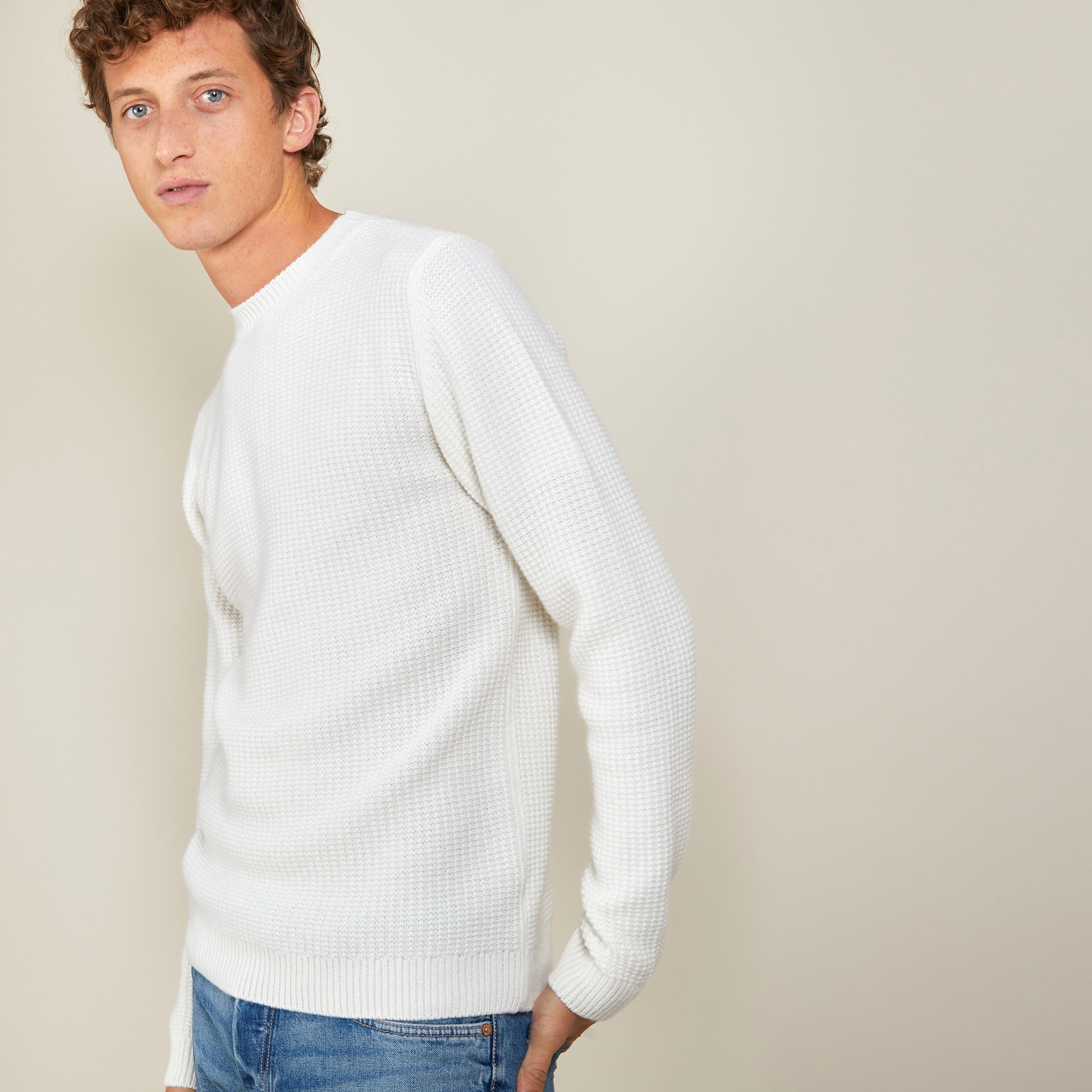 Pull col rond en cachemire 4 fils - Liverpool 7012 volute - 09 Gris moyen