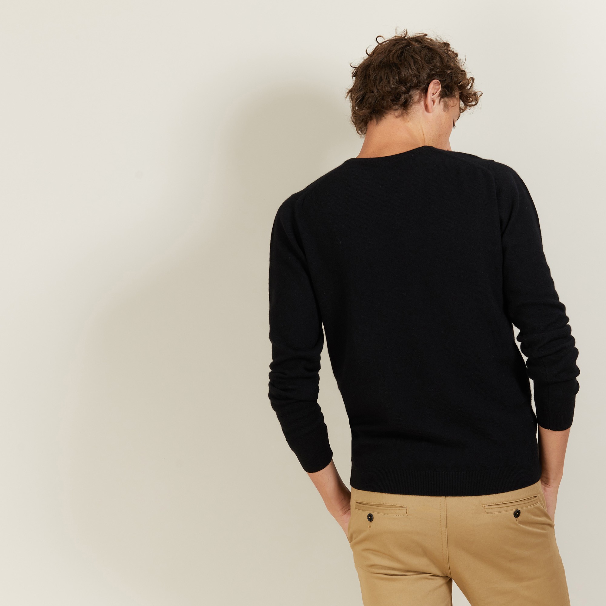 Pull col V en cachemire - Benjamin 7010 noir - 01 Noir