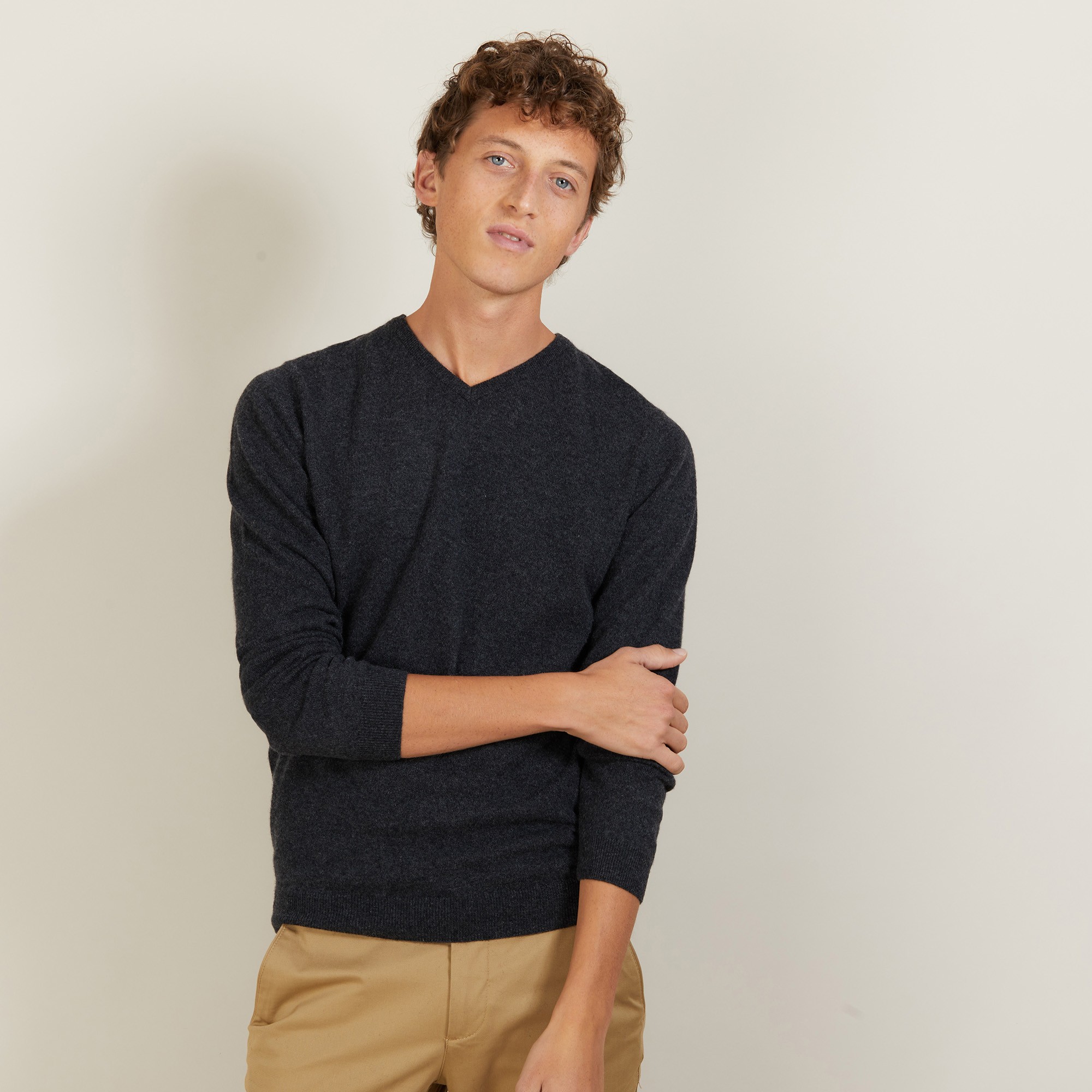 Pull col V en cachemire - Benjamin 7010 noir - 01 Noir