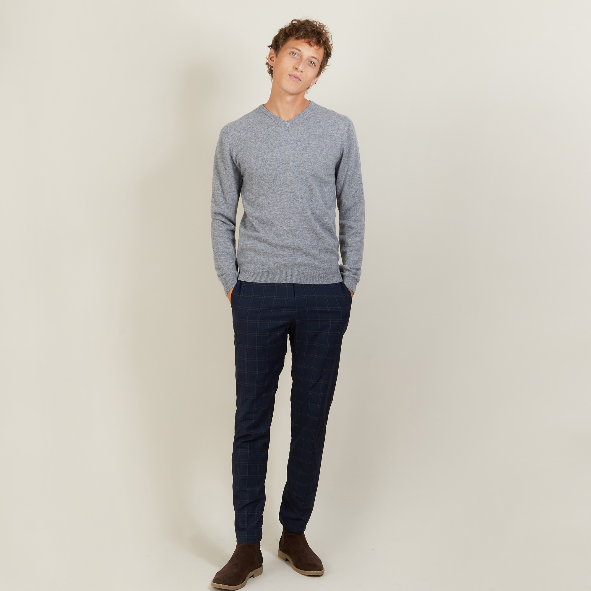 Pull col V en cachemire - Benjamin 7010 noir - 01 Noir