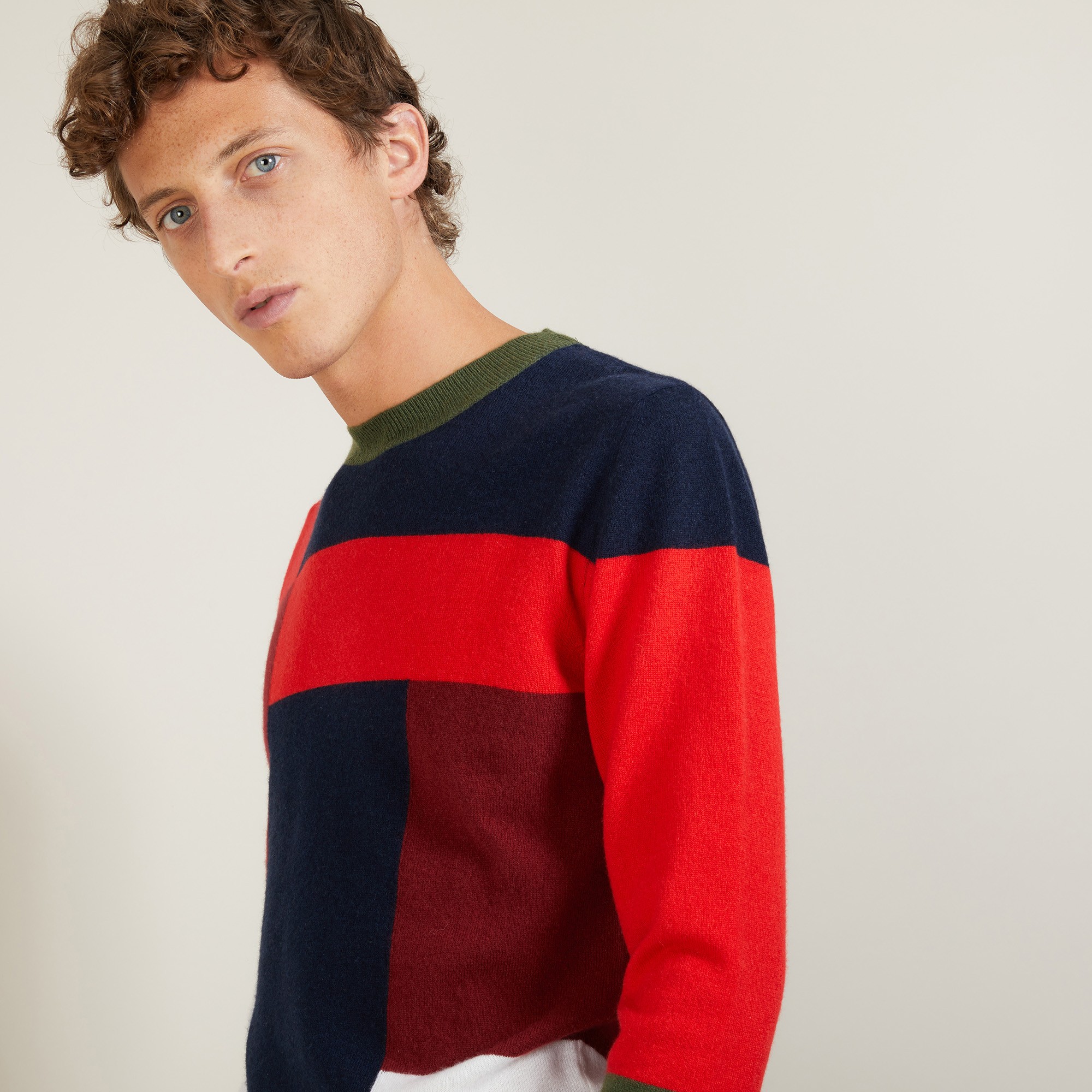 Pull motifs géométriques en cachemire - Lima 7125 bronze - 83 Kaki
