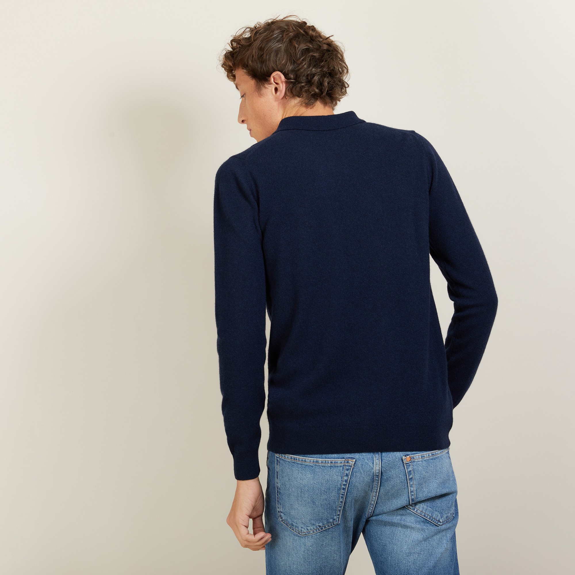 long-sleeved polo shirt in 100% cashmere-BILLY