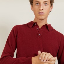 long-sleeved polo shirt in 100% cashmere-BILLY