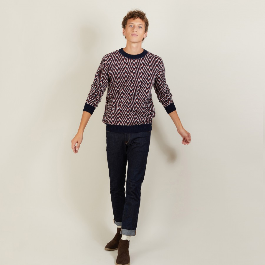 Herringbone pattern sweater in wool and Alpaca - Luka