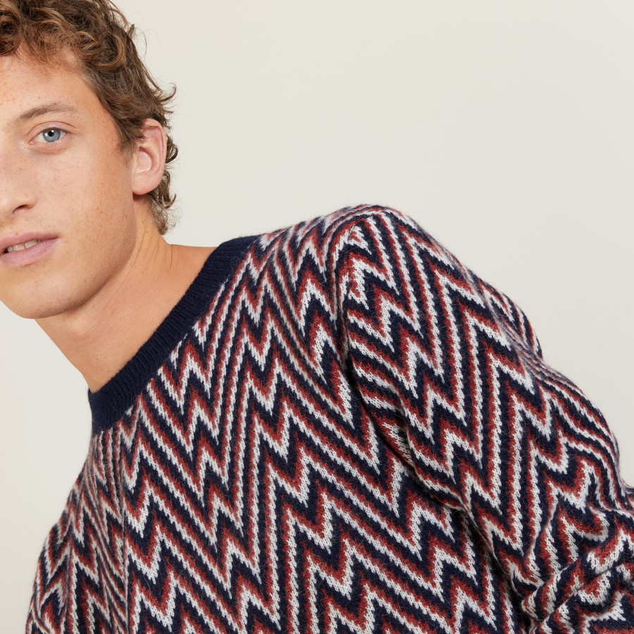 Herringbone pattern sweater in wool and Alpaca - Luka
