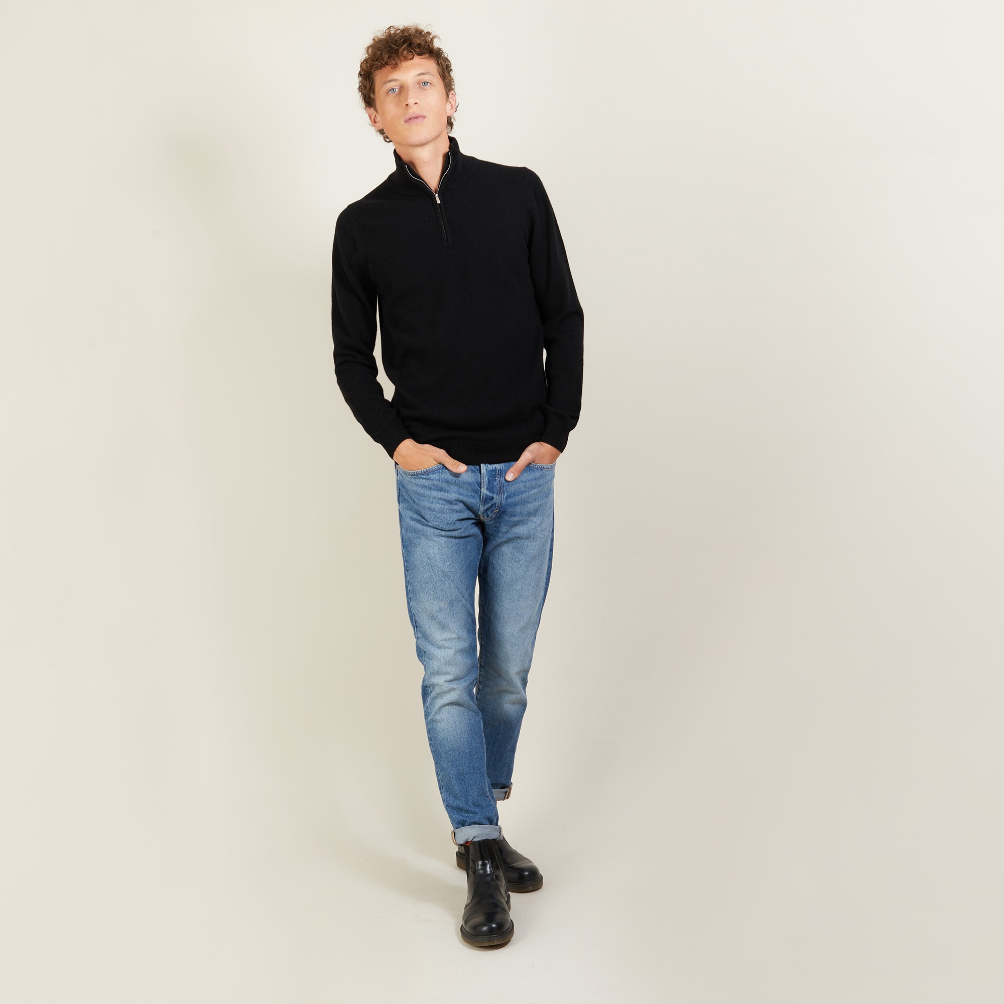 Cashmere sweater with zip neck - BLAISE