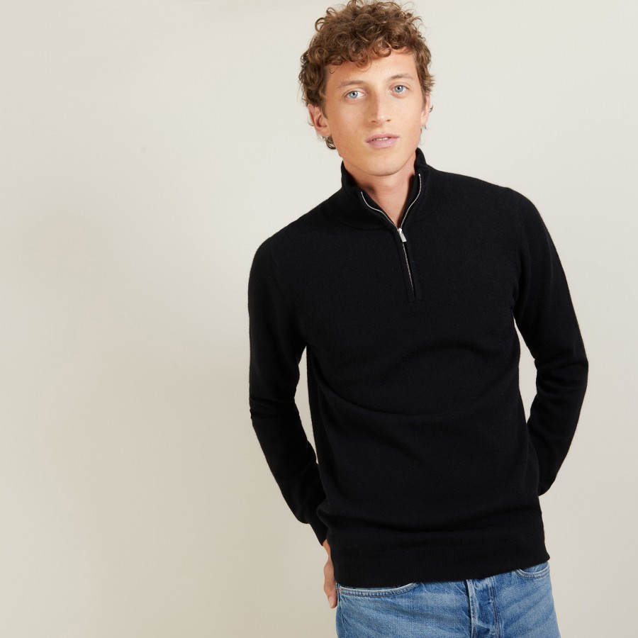 Suéter de cashmere com zíper na gola - Emile