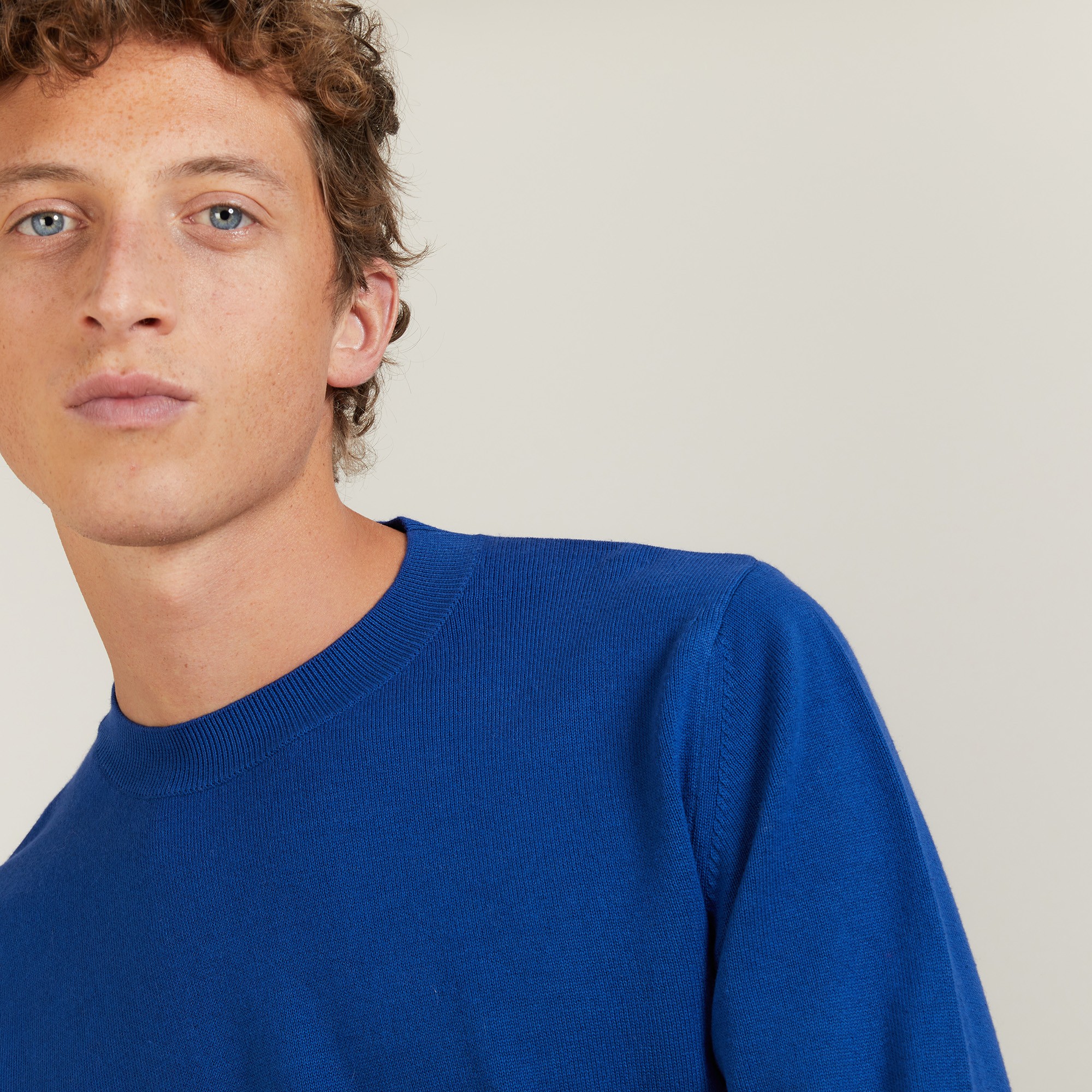Pull col rond en coton cachemire - Burton 7042 fregate - 48 Bleu roi