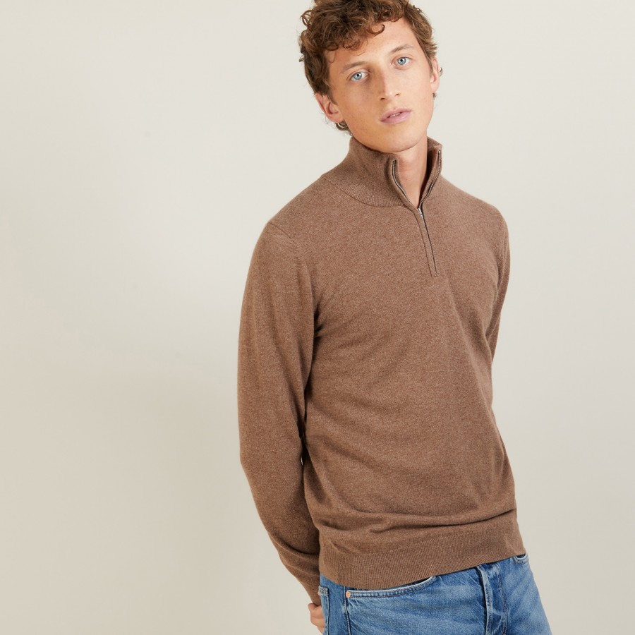 Cashmere sweater with zip neck - Emile