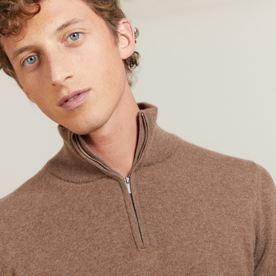 Cashmere sweater with zip neck - Emile