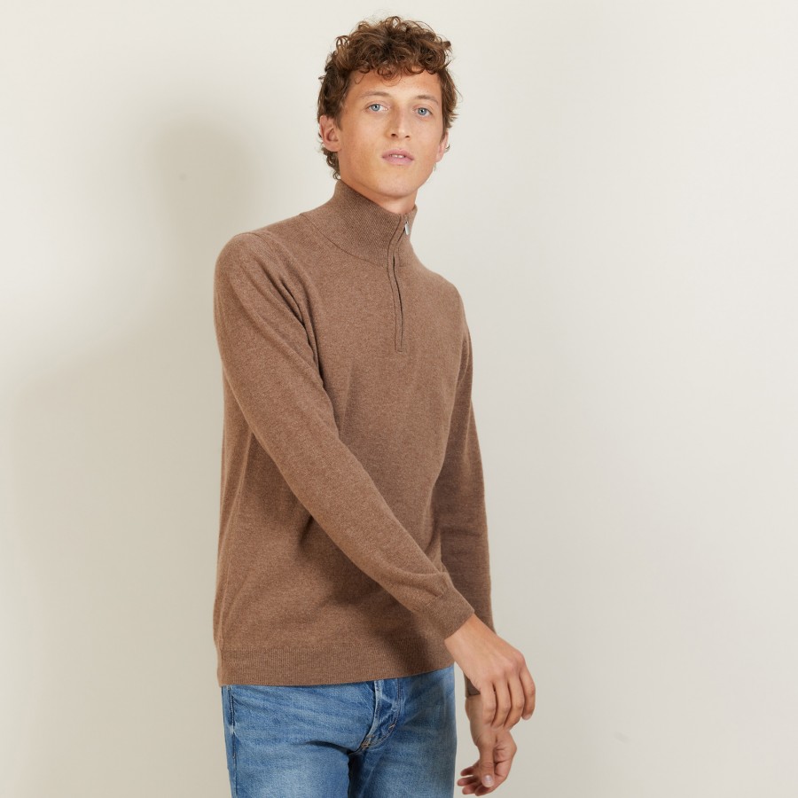 Cashmere sweater with zip neck - Emile