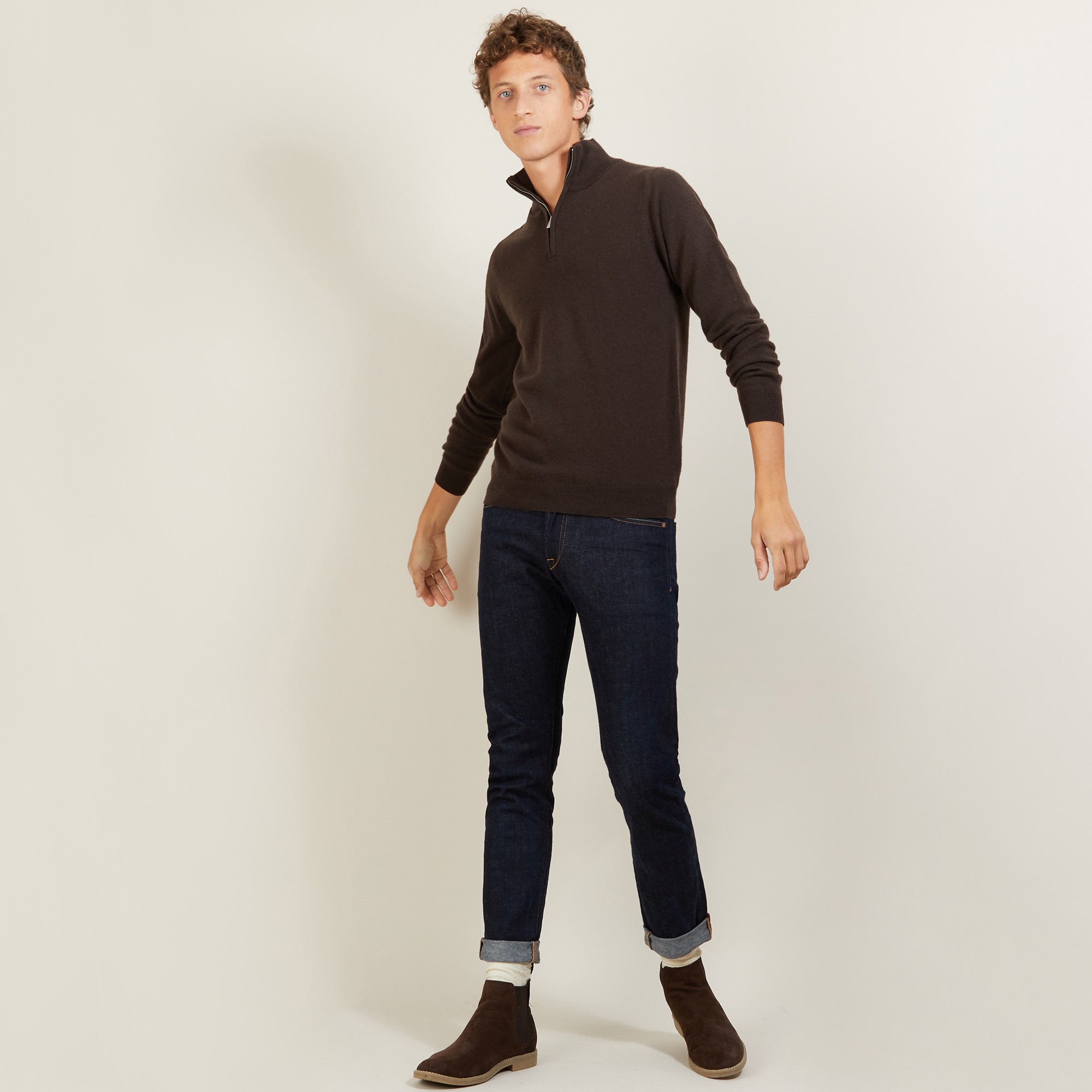 Cashmere sweater with zip neck - BLAISE