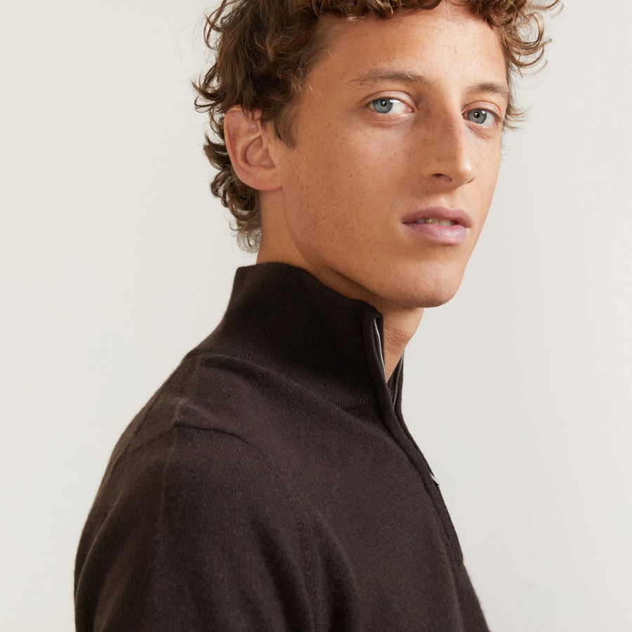 Cashmere sweater with zip neck - Emile