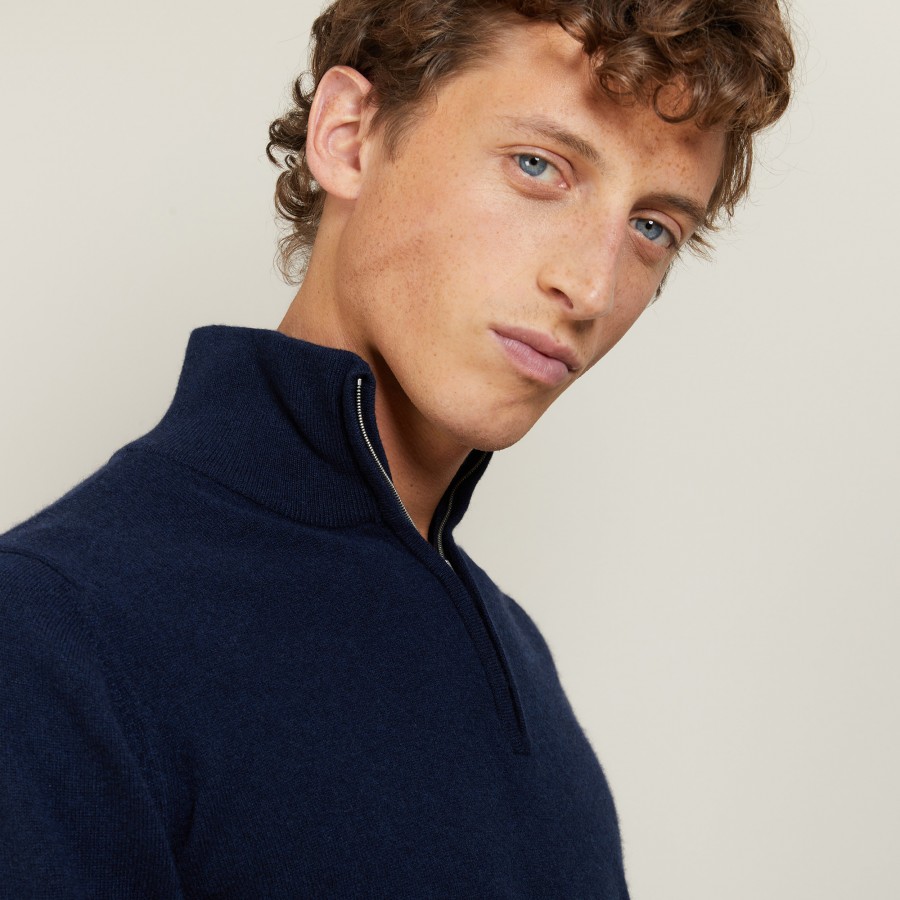 Suéter de cashmere com zíper na gola - Emile