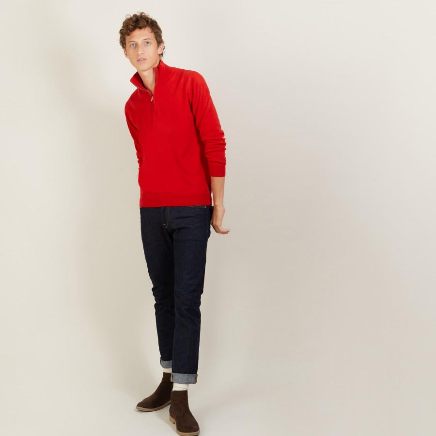 Cashmere sweater with zip neck - Emile