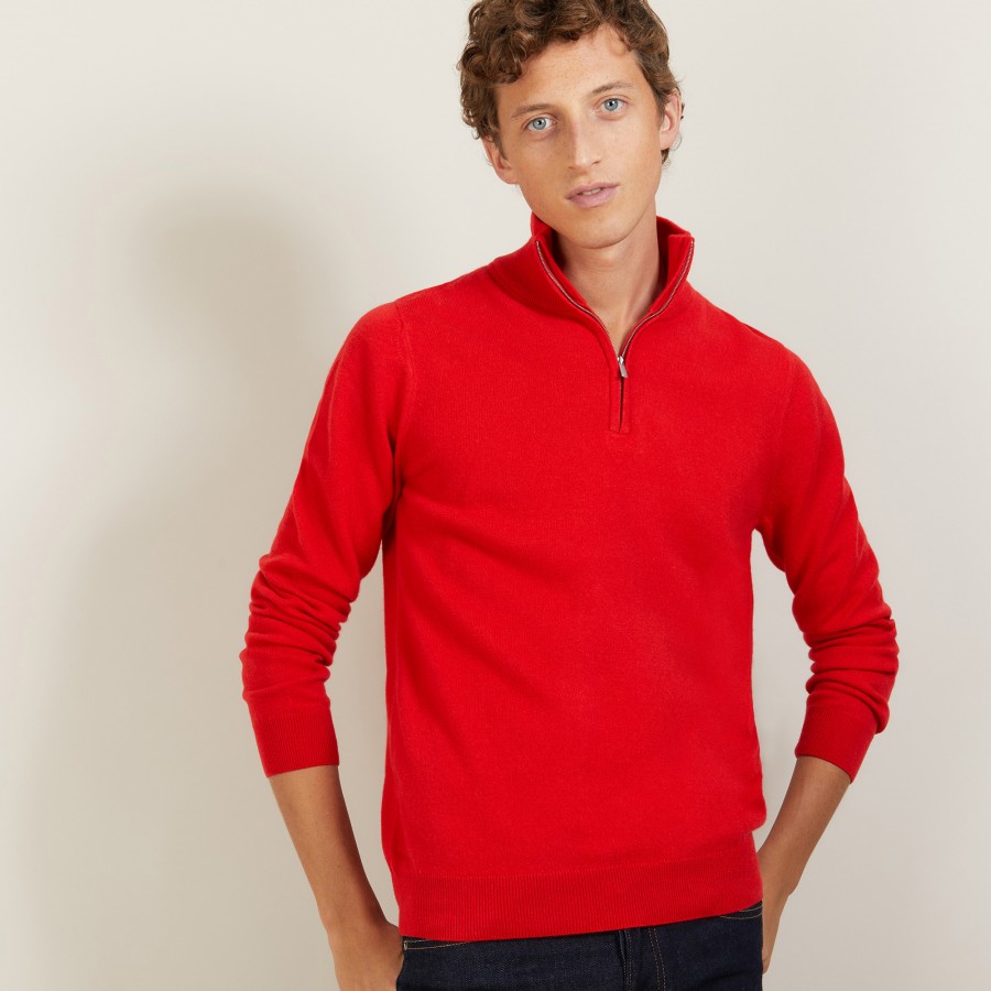 Cashmere sweater with zip neck - Emile