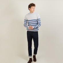 Striped wool sweater with high neck collar - Lazar