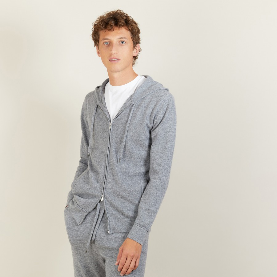 Veste zippée à capuche en cachemire - Emilien