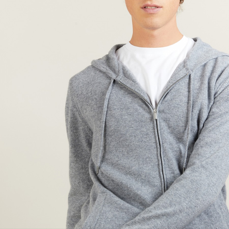 Veste zippée à capuche en cachemire - Emilien