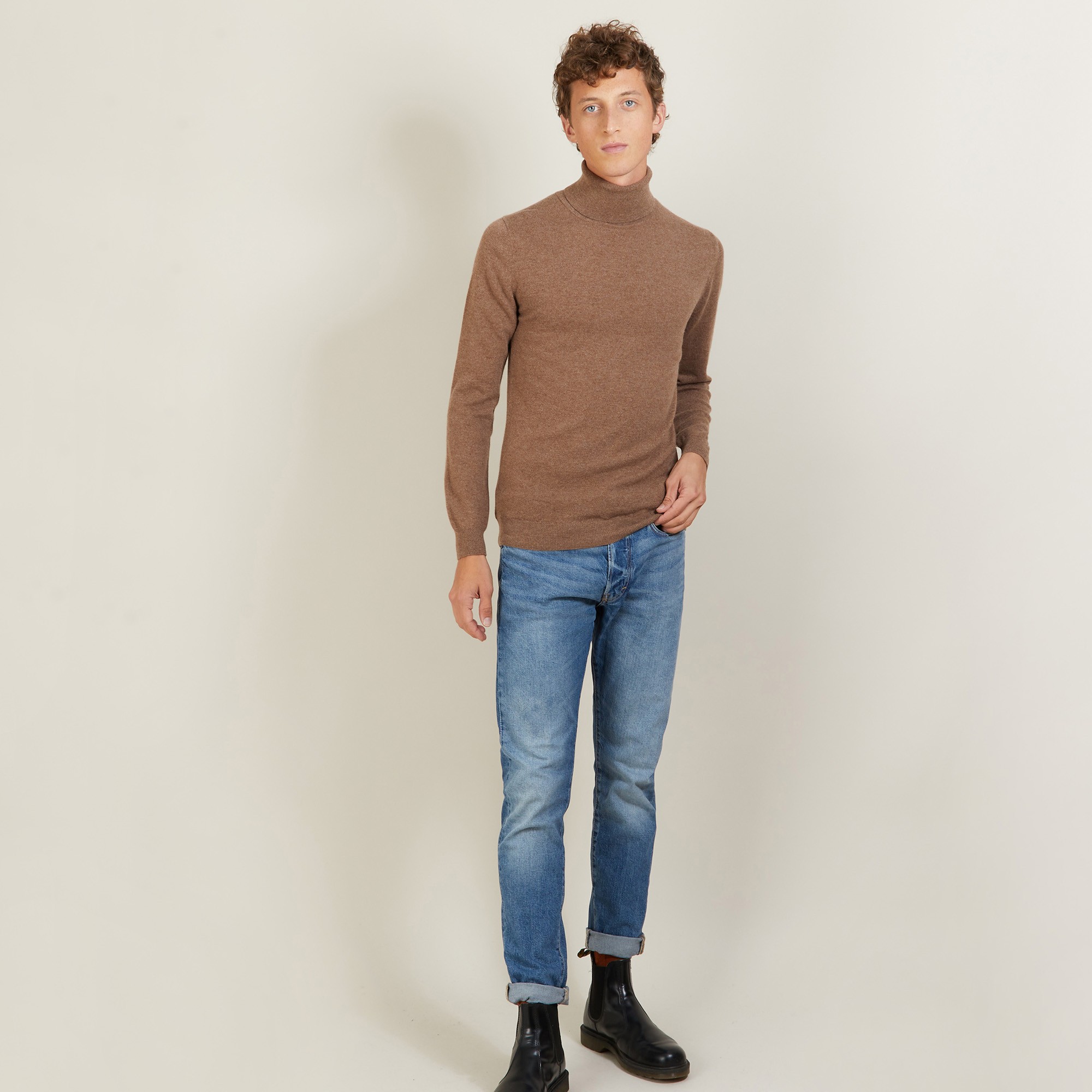 Pull col roulé en cachemire - Bruno 7041 baltique - 06 Marron clair