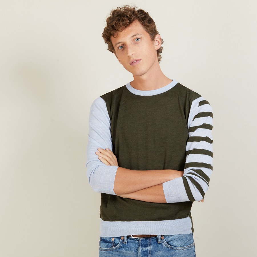 Pull en laine à rayures bicolores - LEO