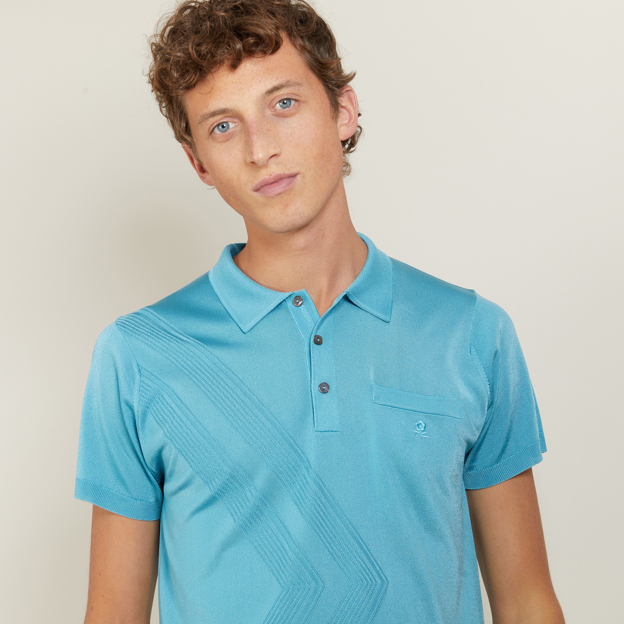 Polo en Fil Lumière à flèches - Billy 5333 nerifer - 49 Turquoise